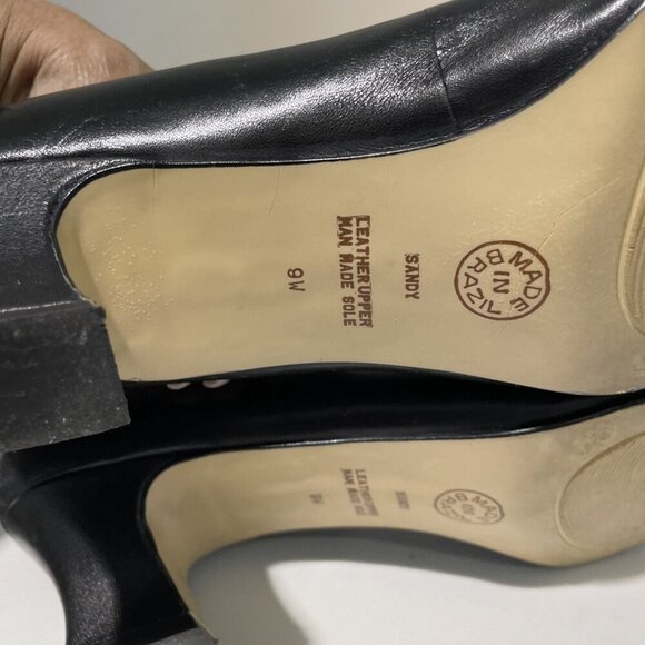 Vintage Worthington Leather Pumps Heels Size 9 Wide Black Square Toe Classic EUC - Picture 11 of 12